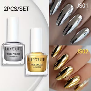 LILYCUTE  Metallic Nail Polish Golden and Silver
