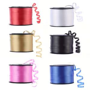 91.44 meter of 6 Rolls of Curly Ribbon, Balloon Rope Shiny Metal Rolls, Used for Gift Wrapping Ribbons, Suitable for Birthday Parties, Festivals, Art Craft Decorations, Flower Arrangements, Balloon Arch Stand, Balloon Ar Word (Plain Color)