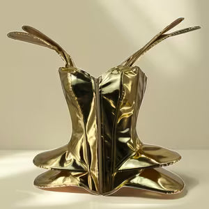 Shiny Cyberpunk Corset Gold - Style 2