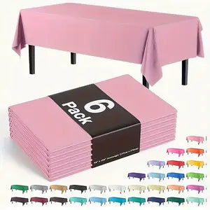 6PCS/12PCS rectangular PEVA tablecloth, 137.16*182.88cm, solid color party decoration tablecloth, no