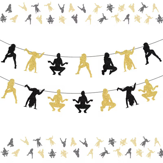 2pcs Black & Golden Twerk Dance Party Banners