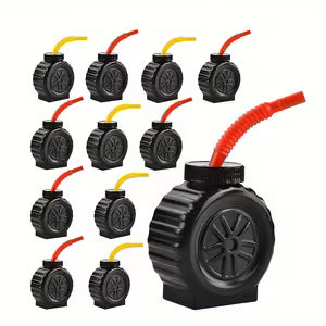 Set of 12 Reusable Wheel-Shaped Cups with Straws