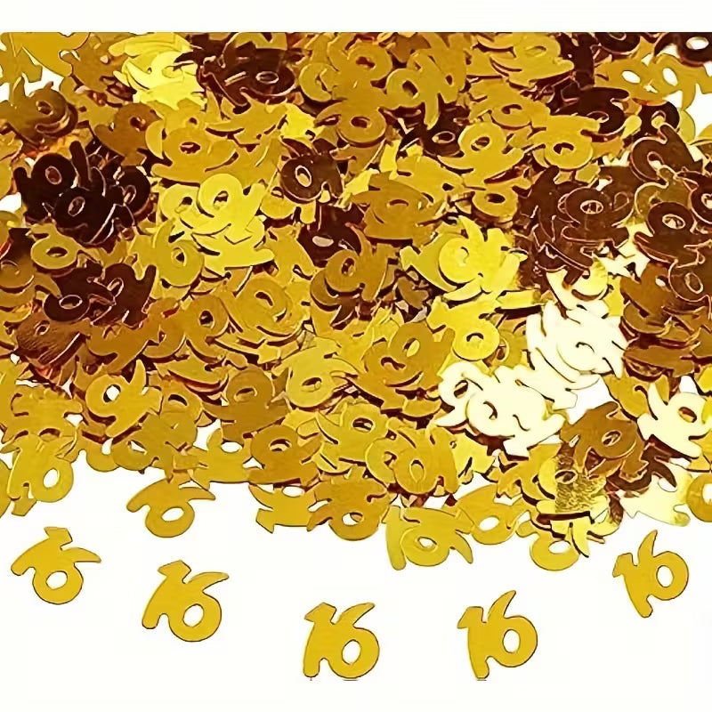 Elegant Golden Glitter Confetti ( 16th Birthday)