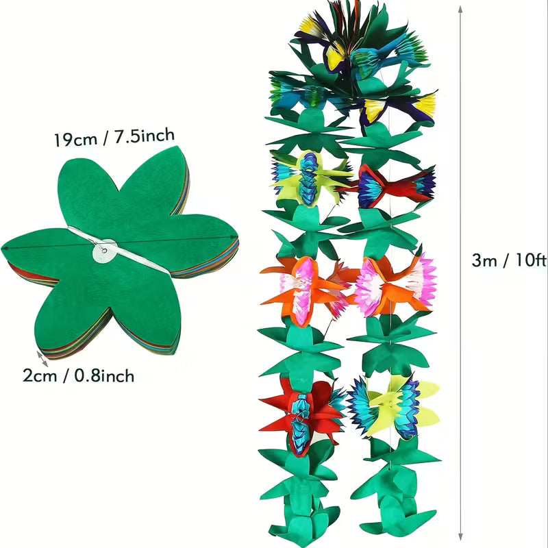 3 Pack Vibrant Tropical Paper Flower Garlands