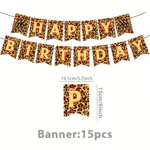 Red Leopard Print Happy Birthday Banner