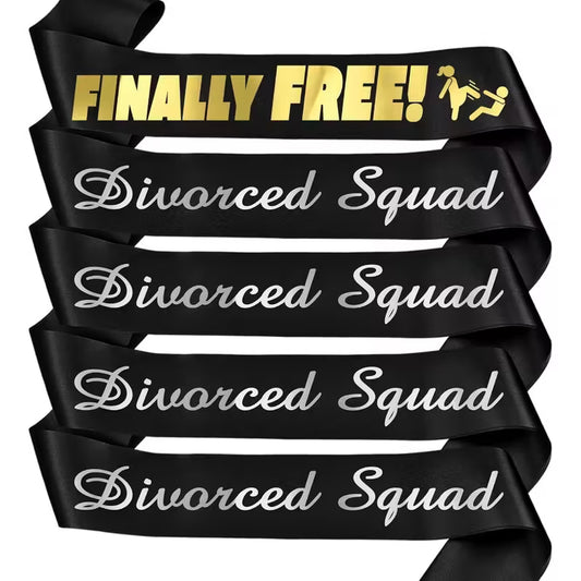 5pcs “Finally Free” Divorced Squad Sashes
