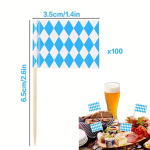 Bavarian Flag Checkered Cupcake Toppers