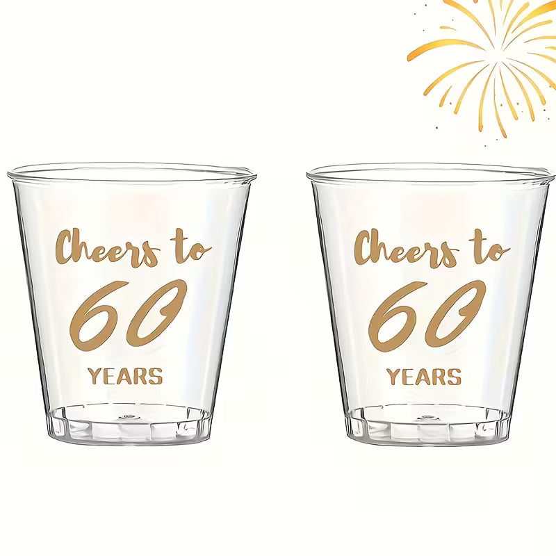 50pcs Golden Disposable Plastic Cups, 1.69oz (60)