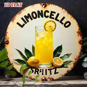 Round Rusty Wall Sign - Limoncello Citrus Drink