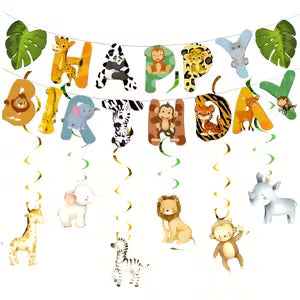 21pcs Jungle Safari Birthday Party Banner Set