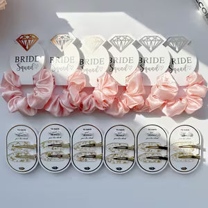 Satin Scrunchies, Pearl Earrings and Hair Clips Set