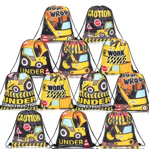 12pc Construction Truck Excavator Drawstring Bags