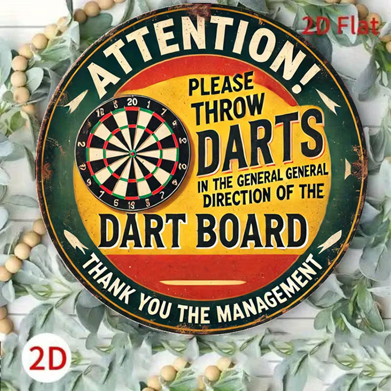 Vintage Aluminum Dart Board Wall Sign