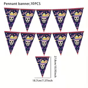Skull and Flower Triangular Flags - Style 4