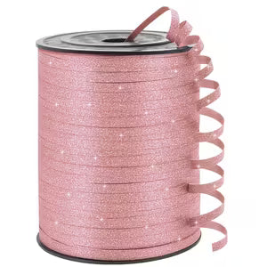 500 Yards Glitter Curling Ribbon, 1/5" Wide Halloween Ribbon, Christmas Ribbon, New Years, Curling Ribbons for Gift Wrapping, Party Decoration, Birthday Decors, Balloon String, Crafting, Balloon Ribbons for Florist Flowe Word (pink)