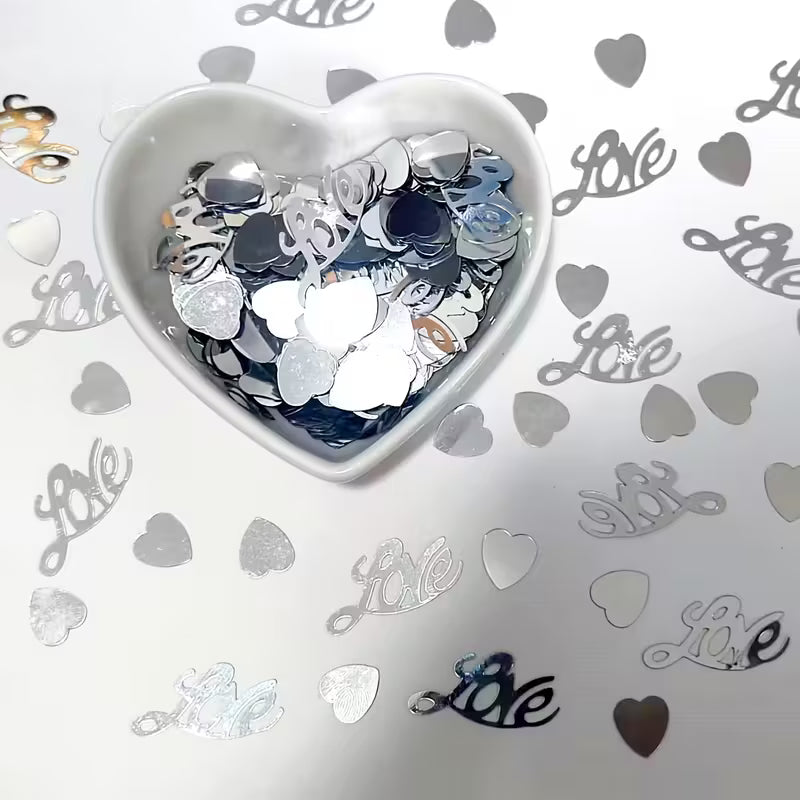 Silver Heart Confetti