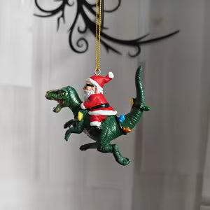 Christmas Tree Ornament - Santa Riding a Dinosaur
