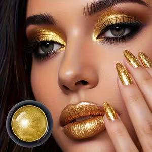 Metallic Golden Eyeshadow Powder with Brush