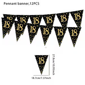 Elegant Black & Golden Confetti Birthday Banner (18)