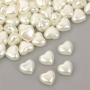 100 Pcs White Acrylic Heart Beads