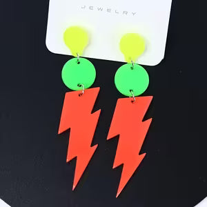 1 pair of creative lightning-shaped earrings (Orange)