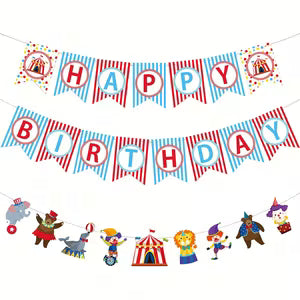 Circus Birthday Party Banner with Clown