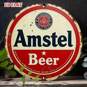 Round Vintage Metal Signs - " Amstel Beer "