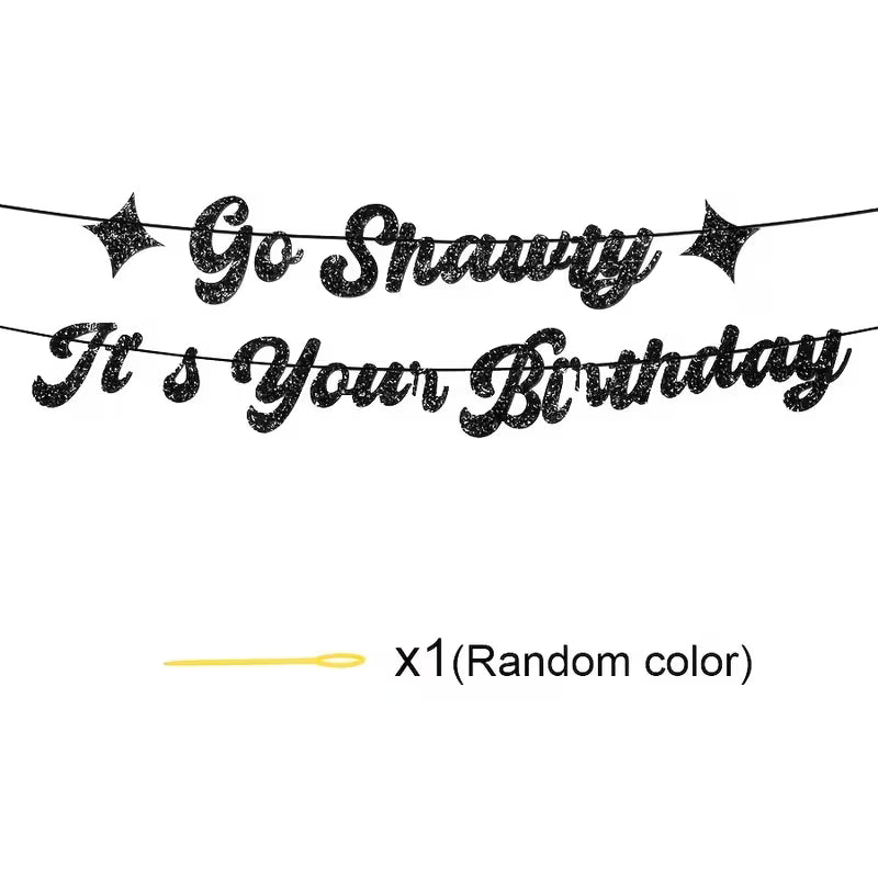 Glitter Go Shawty It's Your Birthday Banner Black