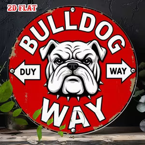 Round Vintage Metal Signs -  Retro Bulldog