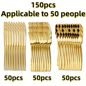 Gold Disposable Tableware Set