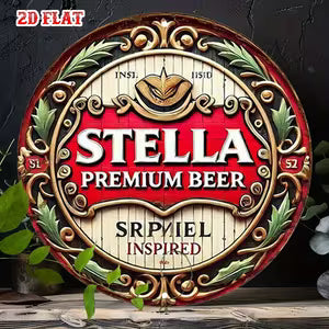 Round Vintage Wall Sign - Stella Premium Beer