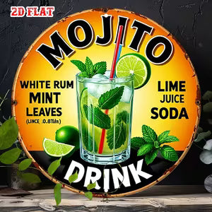 Round Vintage Wall Sign -  Mojito Themed