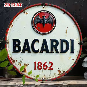 Round Vintage Metal Sign - Bacardi Themed