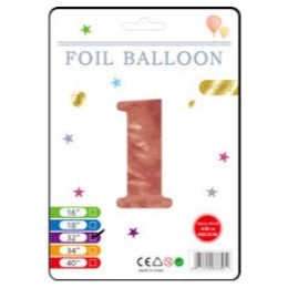 32" Foil Number Balloons - Rose Gold